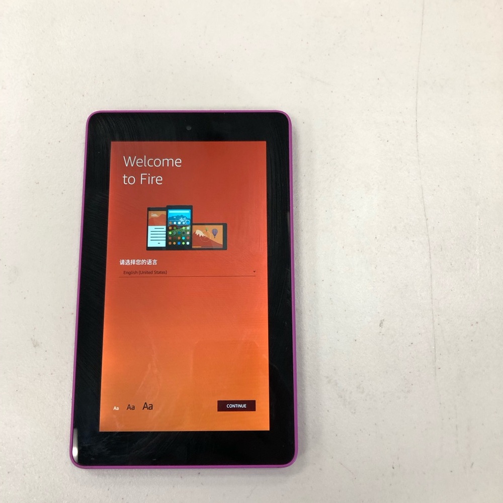 Amazon Fire Purple Tablet with Rounded Corners and Vibrant Display